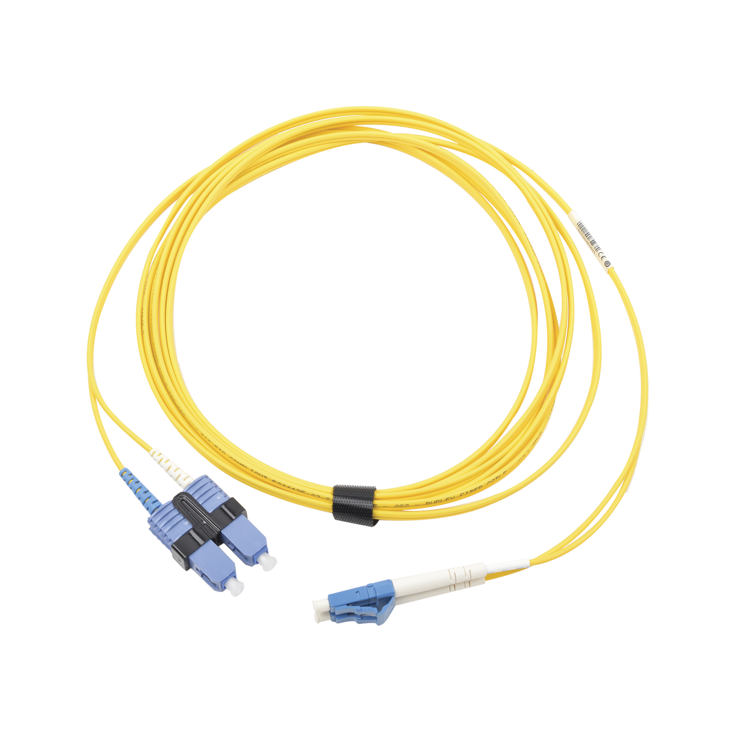Jumper de Fibra Óptica Monomodo (OS2), XGLO, LC/UPC-SC/UPC Duplex, OFNR, Color Amarillo, 7 Metros (22.97 Pies)