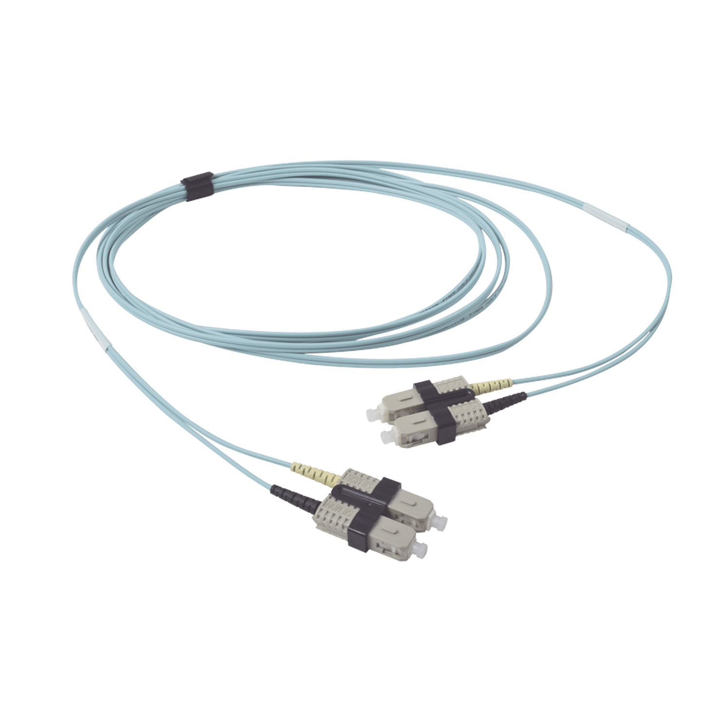 Jumper de Fibra Óptica Multimodo 50/125 OM3 XGLO, SC-SC Duplex, OFNR, Color Aqua, 2 Metros (6.56 Pies)