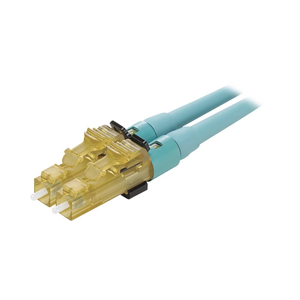 Conector de Fibra �ptica LC Duplex OptiCam, Multimodo 50/125 OM3/OM4, Pre-pulido, Color Aqua