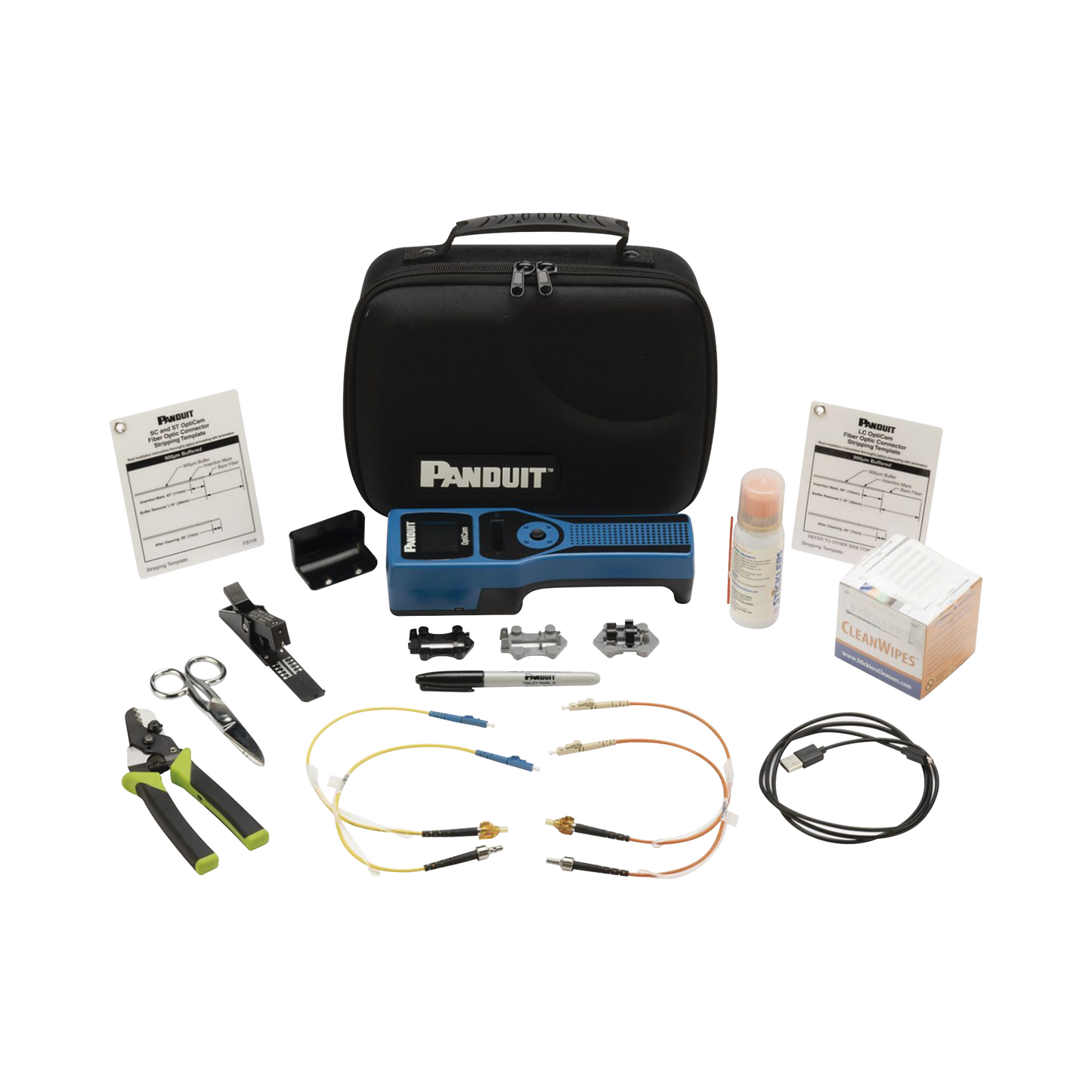 Kit Completo de Herramienta OCTT Opticam 2 de Panduit, para Terminación de Conectores Pre-Pulidos LC, SC o ST, Incluye Desforradora y Cleaver