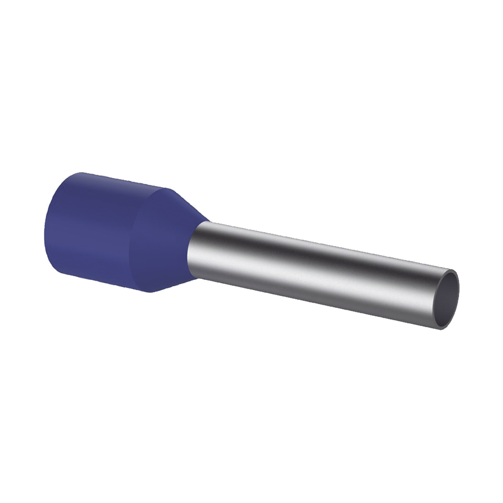 Ferrule Aislado PAN-TERM para Cable 14 AWG, Largo 12mm, DIN Color Azul. Paquete 500 Piezas