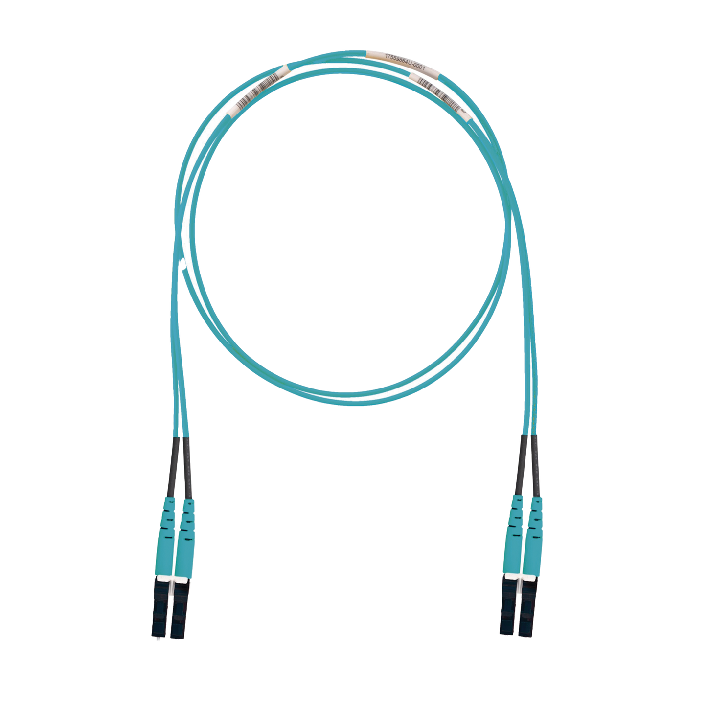 Jumper de Fibra Optica Multimodo 50/125 OM3, LC-LC Duplex, LSZH (Cero Halógenos), Color Aqua, 1 Metro