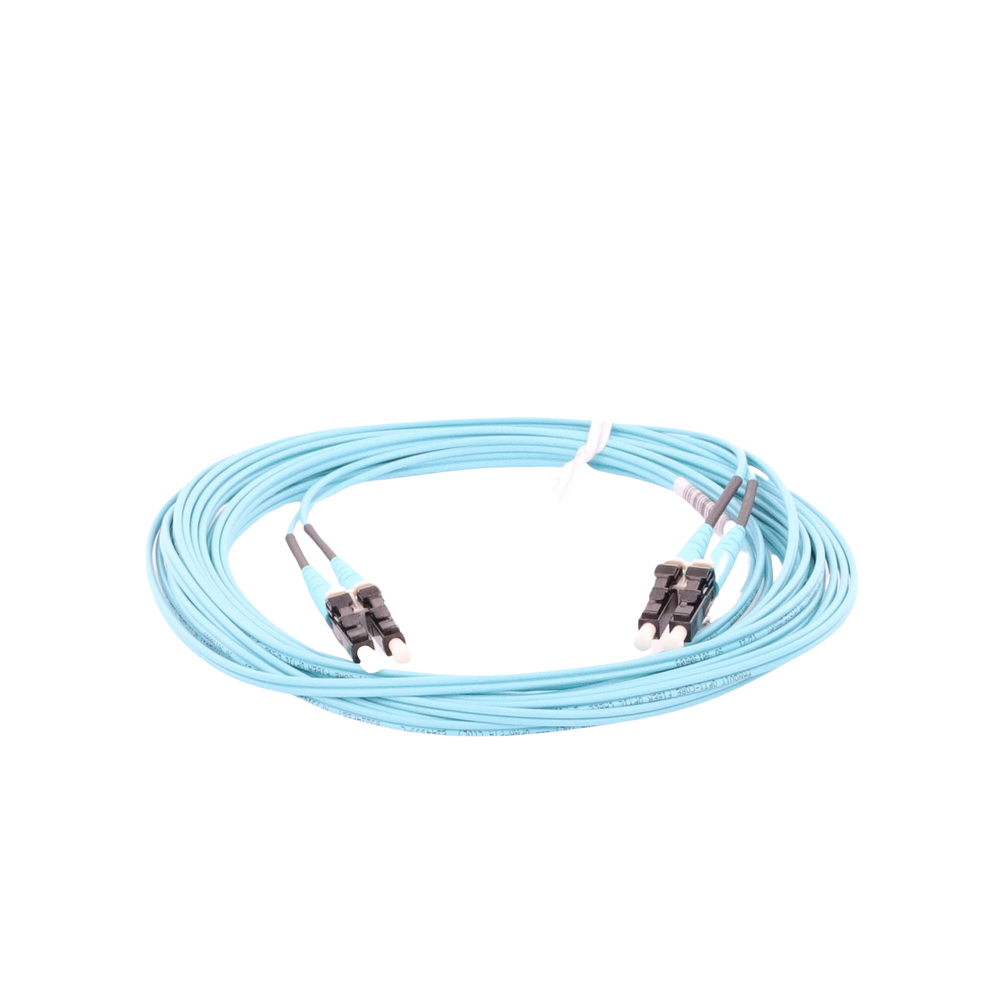 Jumper de Fibra Optica Multimodo 50/125 OM3, LC-LC Duplex, OFNR (Riser), Color Aqua, 5 Metros (16.40 Pies)