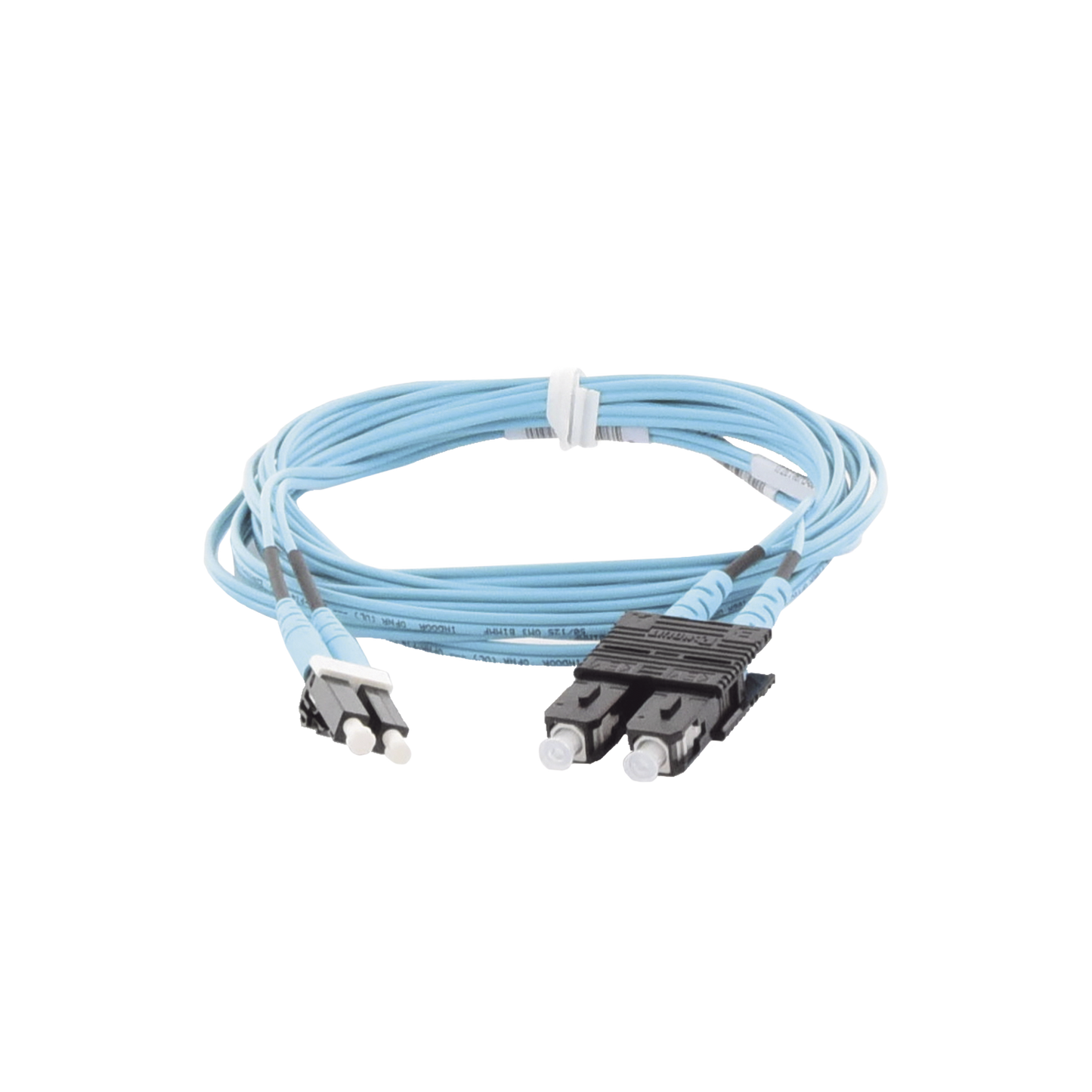 Jumper de Fibra Optica Multimodo 50/125 OM3, LC-SC Duplex, OFNR (Riser), Color Aqua, 10 Metros (32.81 Pies)