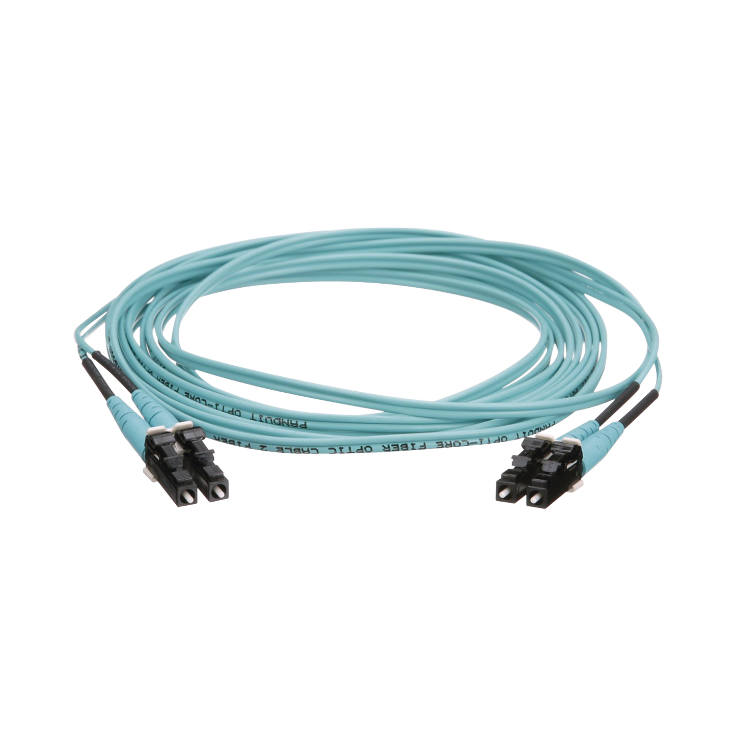Jumper de Fibra Óptica Multimodo 50/125 OM4, LC-LC Duplex, OFNR (Riser), Color Aqua, 13 Metros (42.65 Pies)