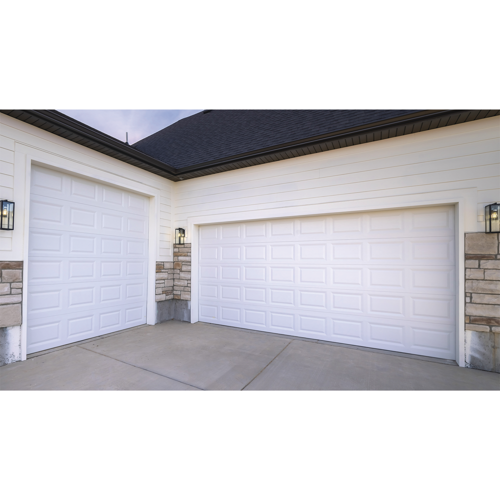 Puerta de Garage de alta calidad, Color blanco 10X7 pies, AISLADA, Estilo Americana , CUADRO CORTO.