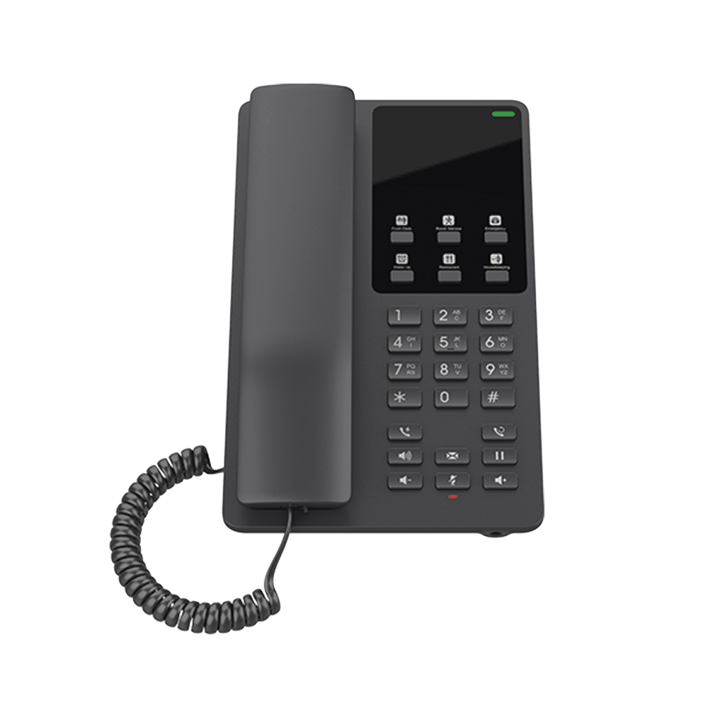 Teléfono IP Hotelero Wi-Fi, 2 líneas SIP con 2 cuentas, codec Opus, IPV4/IPV6, color negro, con gestión en la nube GDMS