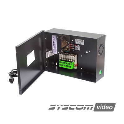 Fuente de poder profesional CCTV de 24 Vca @4A, 8 cámaras, volt. de entrada: 115, 127, 132 Vca (Seleccionable).