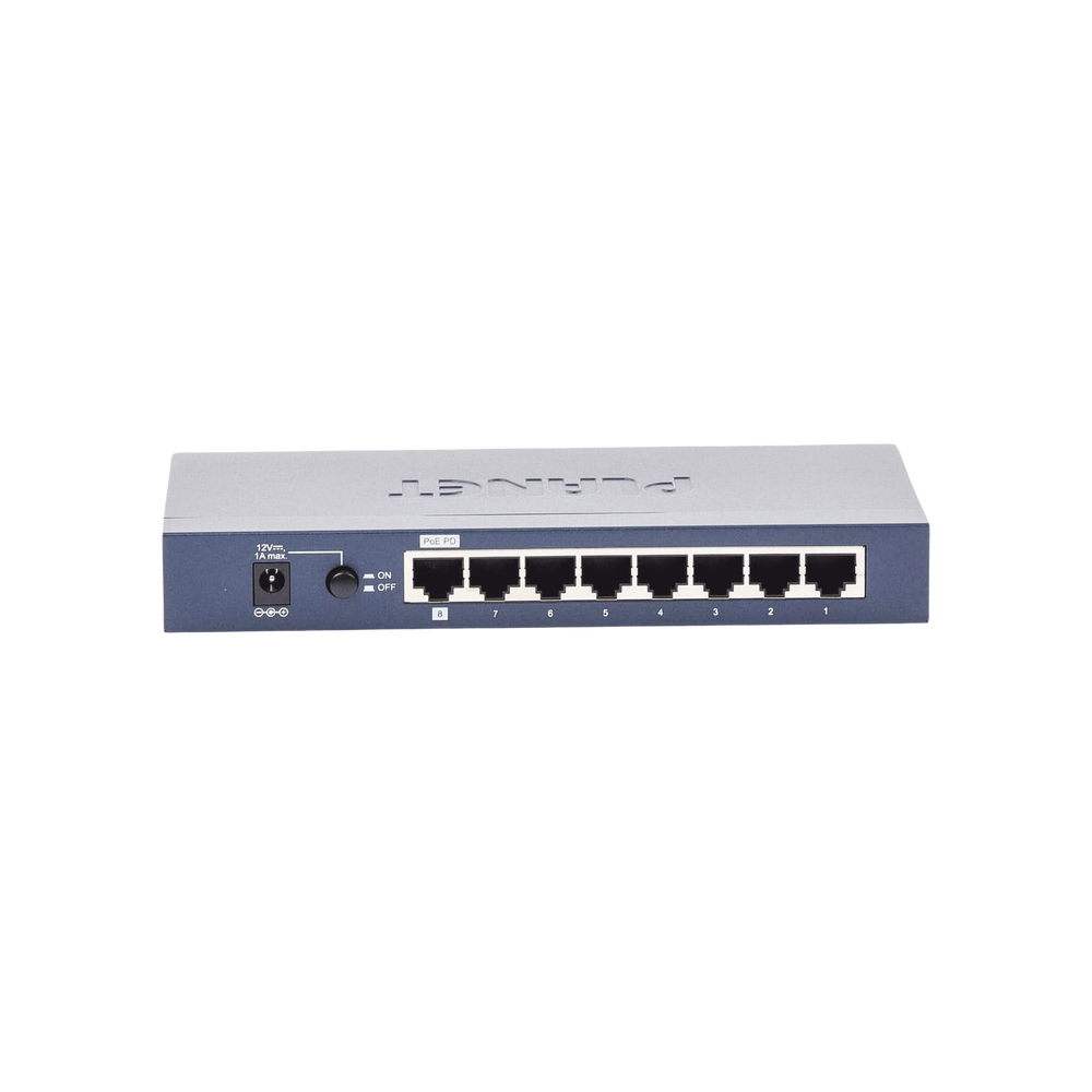 Switch Administrable de Escritorio de 8 Puertos Gigabit/ 2 Puertos SFP / 20 Gbps Switching / PoE In 802.3af/at / Dual Power DC + PoE / VLAN Q-in-Q / IPv6/IPv4/ Administración Remota con CloudNMS