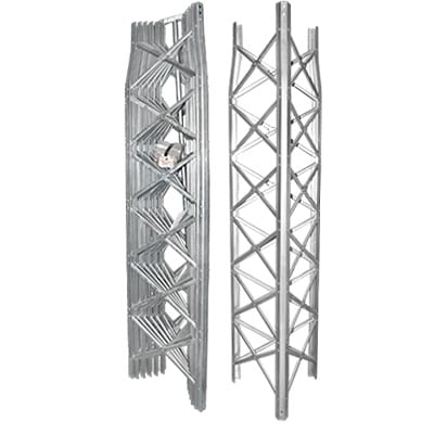 Torre Autosoportada de 9.8 m, 4 Secciones Prearmadas. Galvanizada en Caliente (6 ft² @ 70.7 MPH).