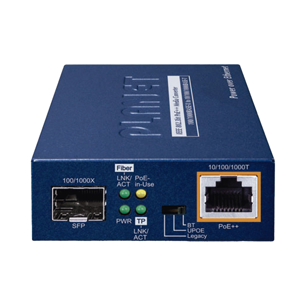 Convertidor de medios PoE++ 100/1000BASE-X SFP a 10/100/1000BASE-T 802.3bt (95 vatios)