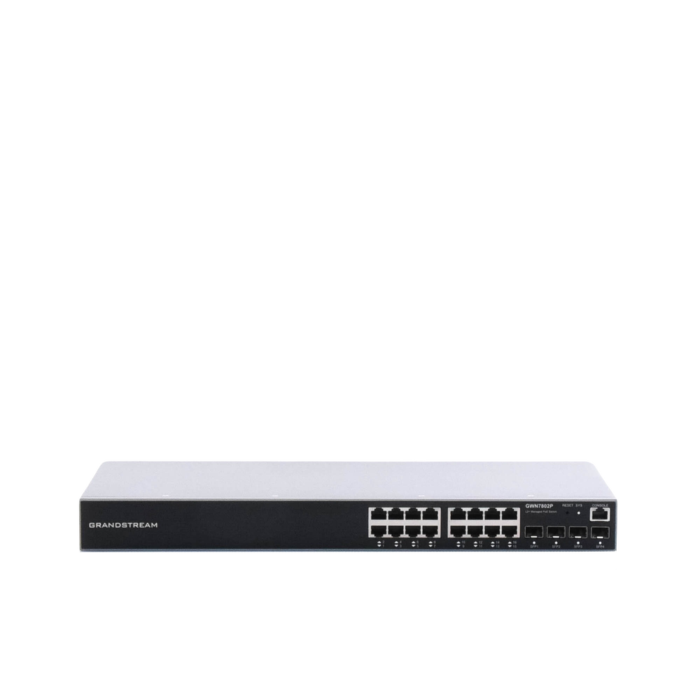 Switch Gigabit PoE+ Administrable / 16 puertos 10/100/1000 Mbps + 4 Puertos SFP Uplink / Hasta 240W / Compatible con GWN Cloud.