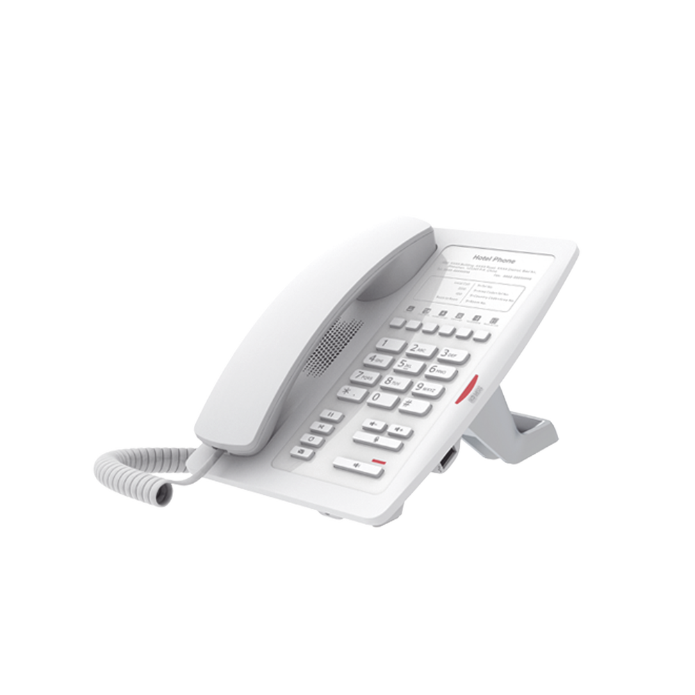 Teléfono IP para Hotelería, profesional con 6 teclas programables para servicio rápido (Hotline), plantilla personalizable con PoE