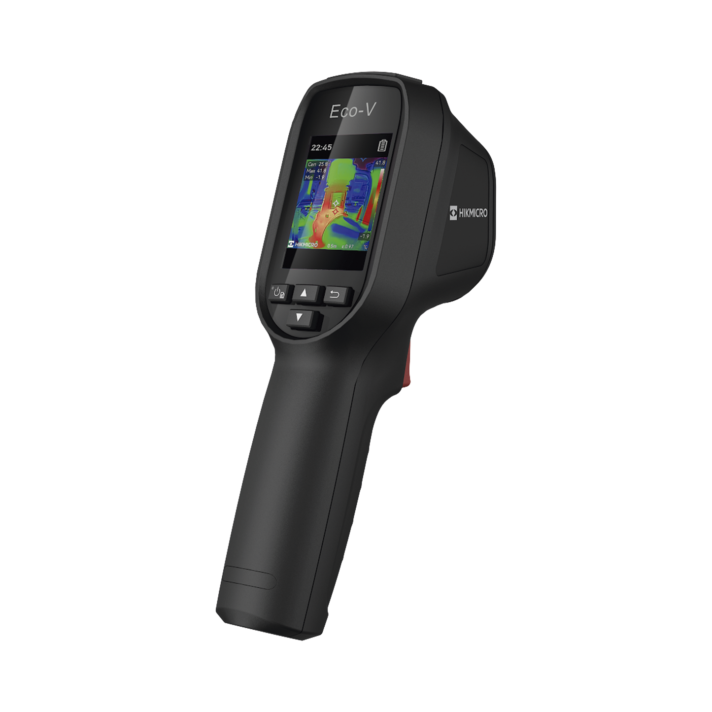 ECO-V - Cámara Termográfica Portátil / Resolución 96 x 96 Térmico / 640 × 480 Cámara Visual / Lente 1.35 mm / Pantalla LCD 2.4" / IP54 / Memoria interna 4 Gb