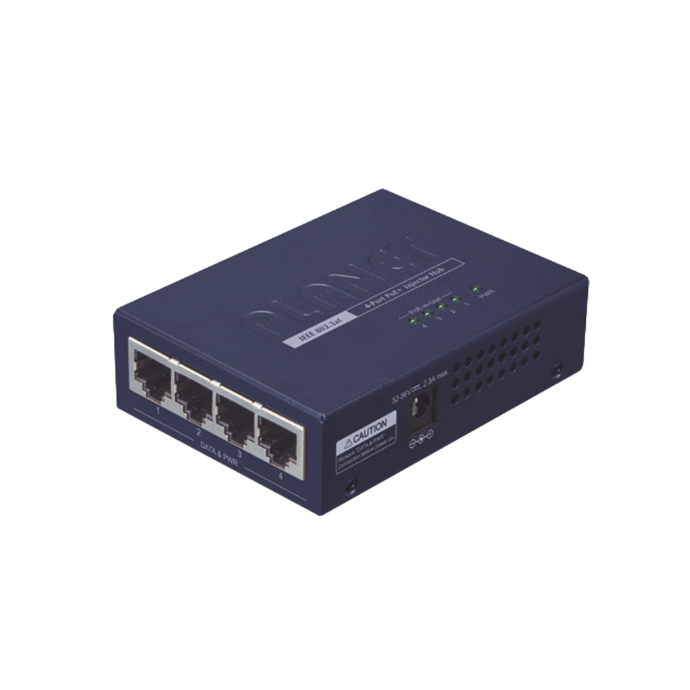 Inyector High PoE, de 4 Puertos Gigabit de Entrada, 4 Puertos PoE 802.3af/at Gigabit de Salida Para Cada Puerto, Hasta 30 W por interfaz