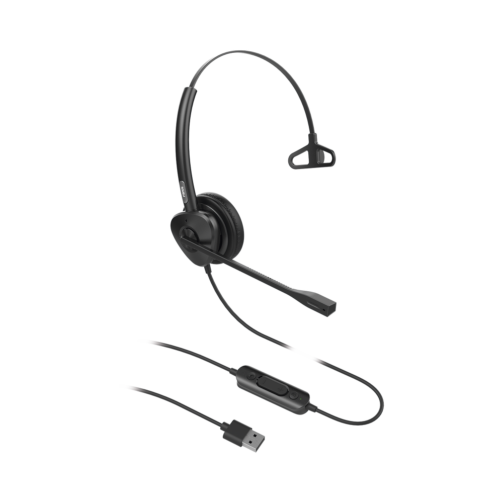 Diadema monoaural con tecnología antishock para teléfonos IP FANVIL con interfaz USB con micrófono de cancelación de ruido, larga durabilidad