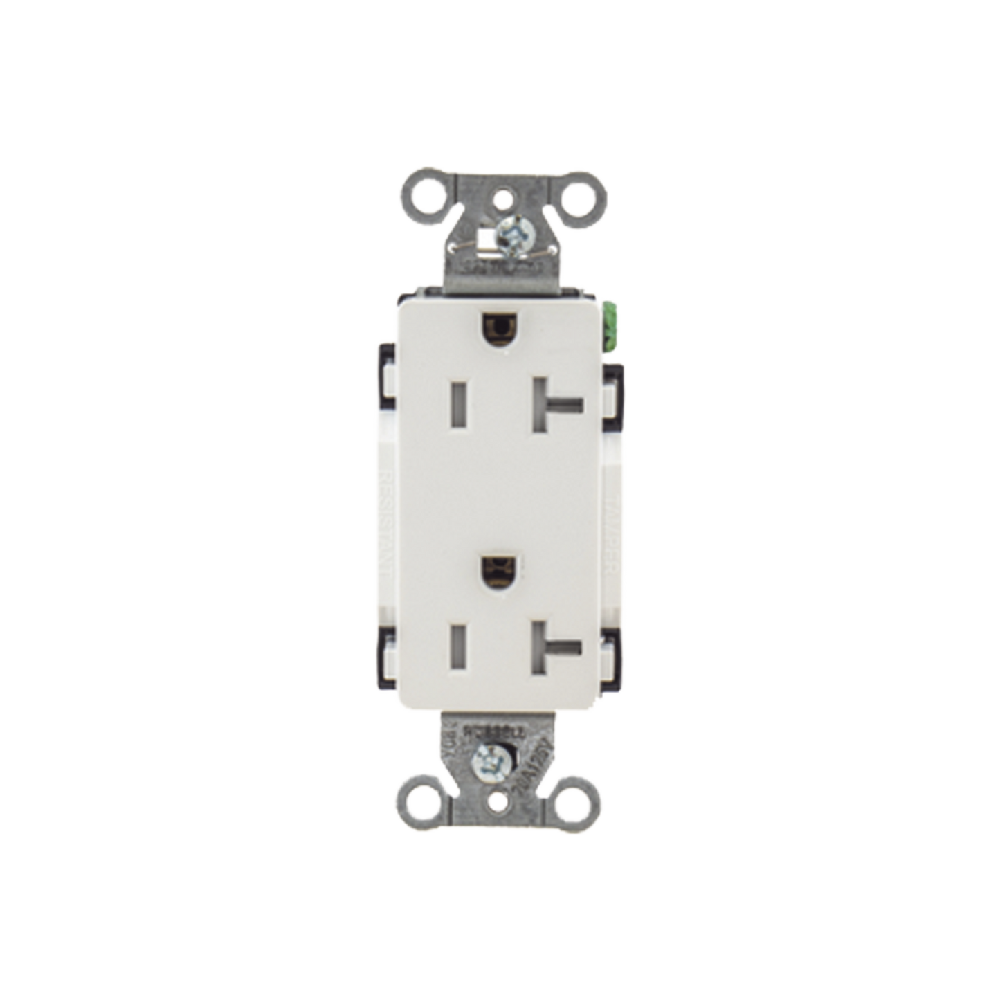 Contacto Duplex Decorador 20 A 125V / Resistente a manipulaciones / 2 Polos 3 Hilos/ Nema 5-20 R / Color Blanco / Grado Industrial.