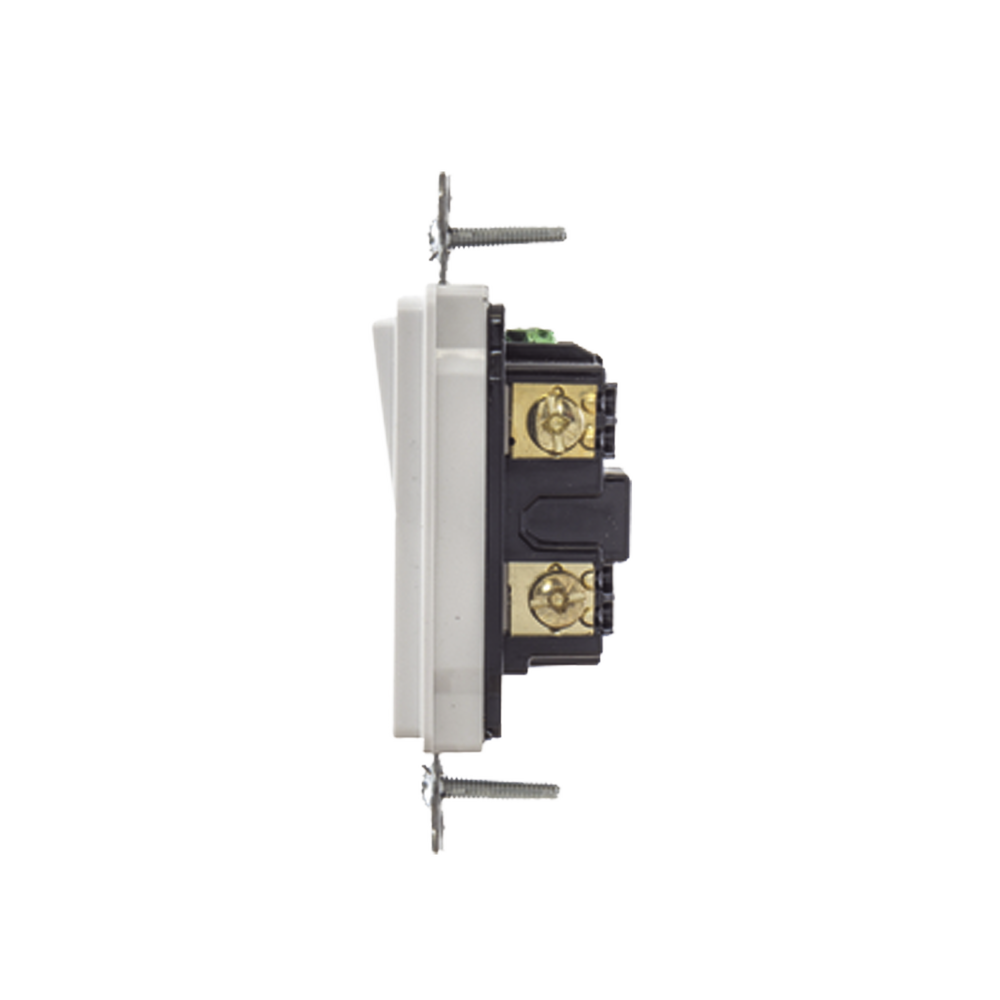 Interruptor Decorador de 20 A 120-277 V CA/ Unipolar / Cableado Lateral y Posterior / Color Blanco.
