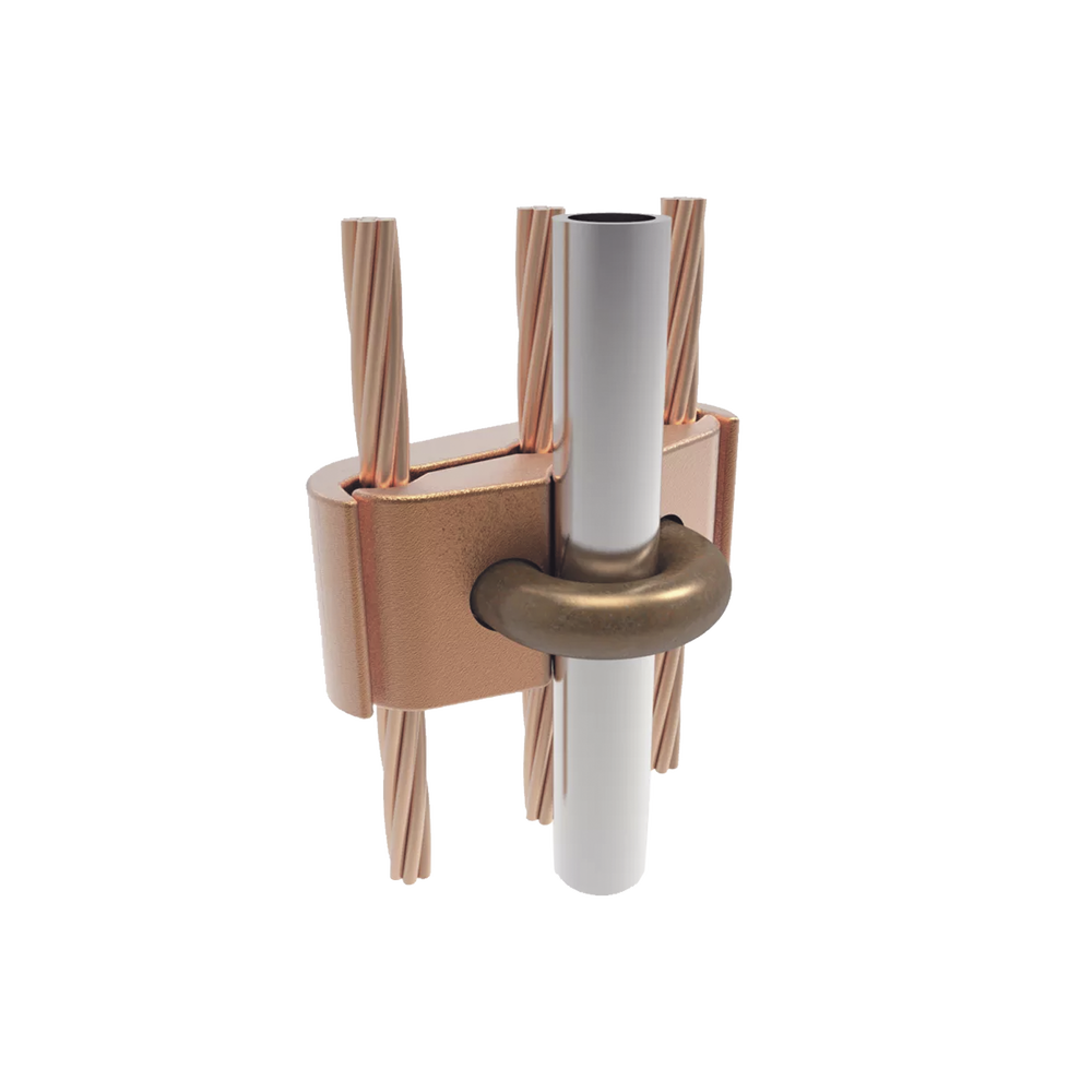 Conector Mecánico para 3 Cables para Calibre 4 AWG - 2/0 AWG a Tubería de 3/8" o Varilla 5/8" - 3/4" Perno 3/8".