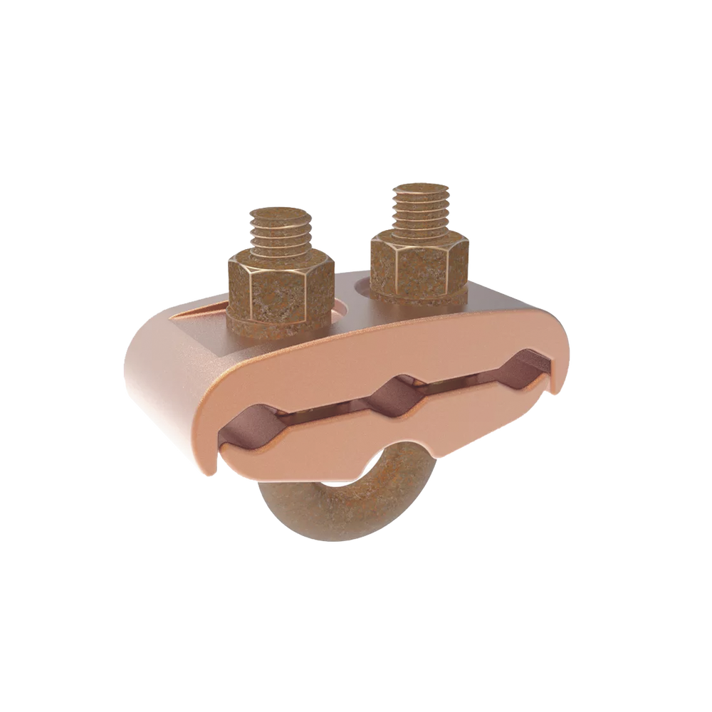 Conector Mecánico para 3 Cables para Calibre 2/0 AWG - 250 KCMIL a Tubería de 3/8" o Varilla 5/8" - 3/4".