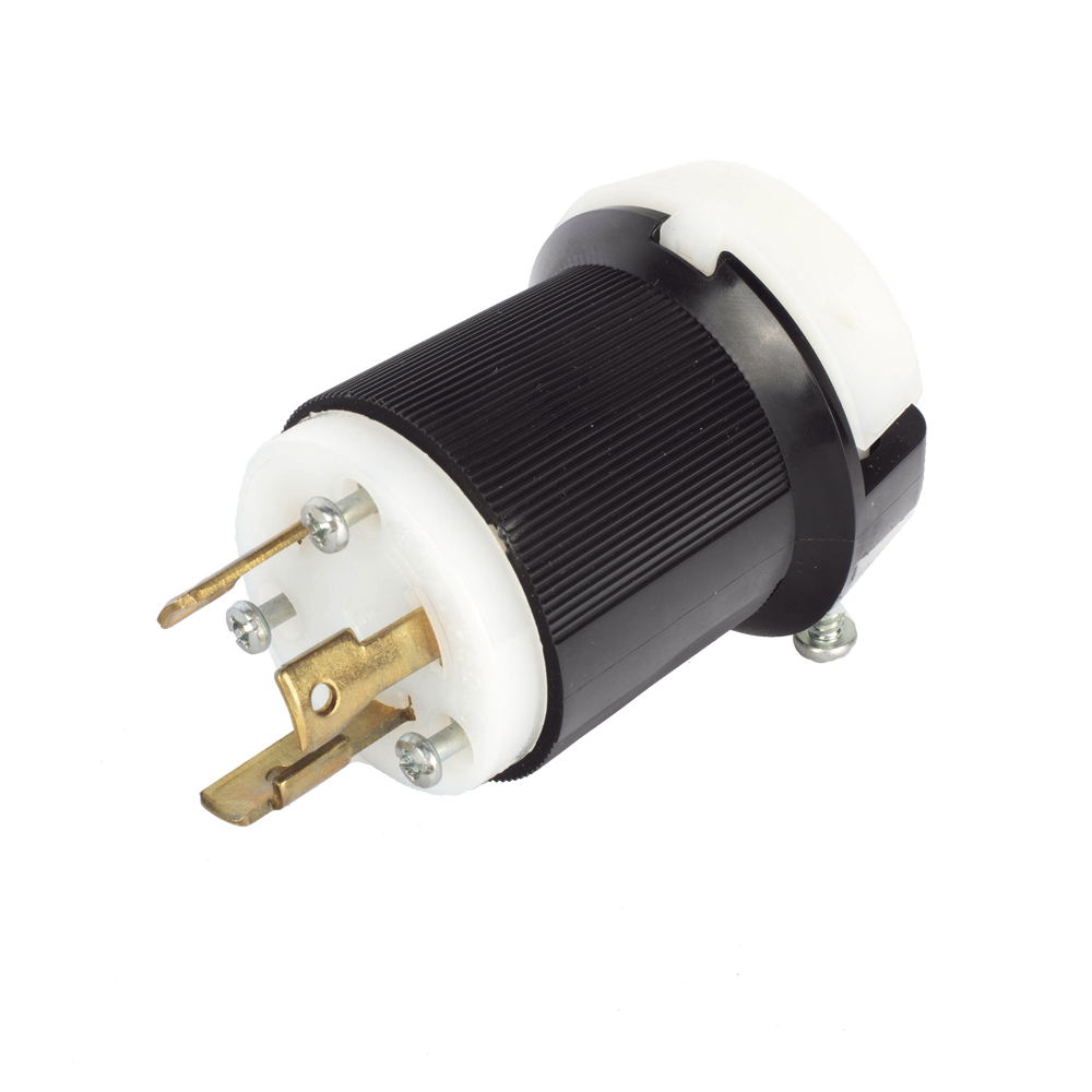 Clavija Industrial con Bloqueo de Media Vuelta / 30 A 250 V CA / 2 Polos 3 Hilos / Color Blanco y Negro / Nema L6-30P.