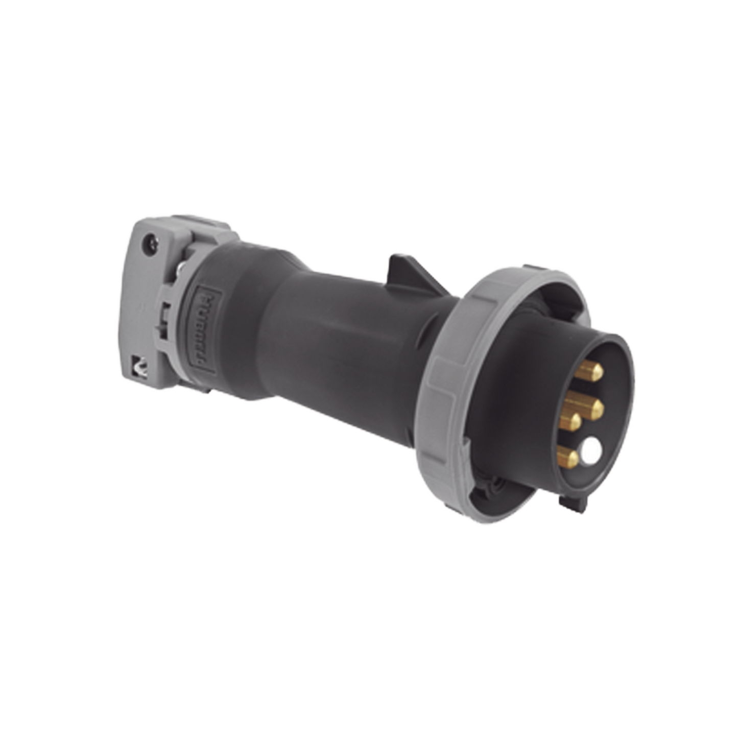 Enchufe Macho Pin and Sleeve Trifásico / 60 A 600 VCA 3 Fases / 3 Polos 4 Hilos / Hermético / Grado Industrial / Color Negro.