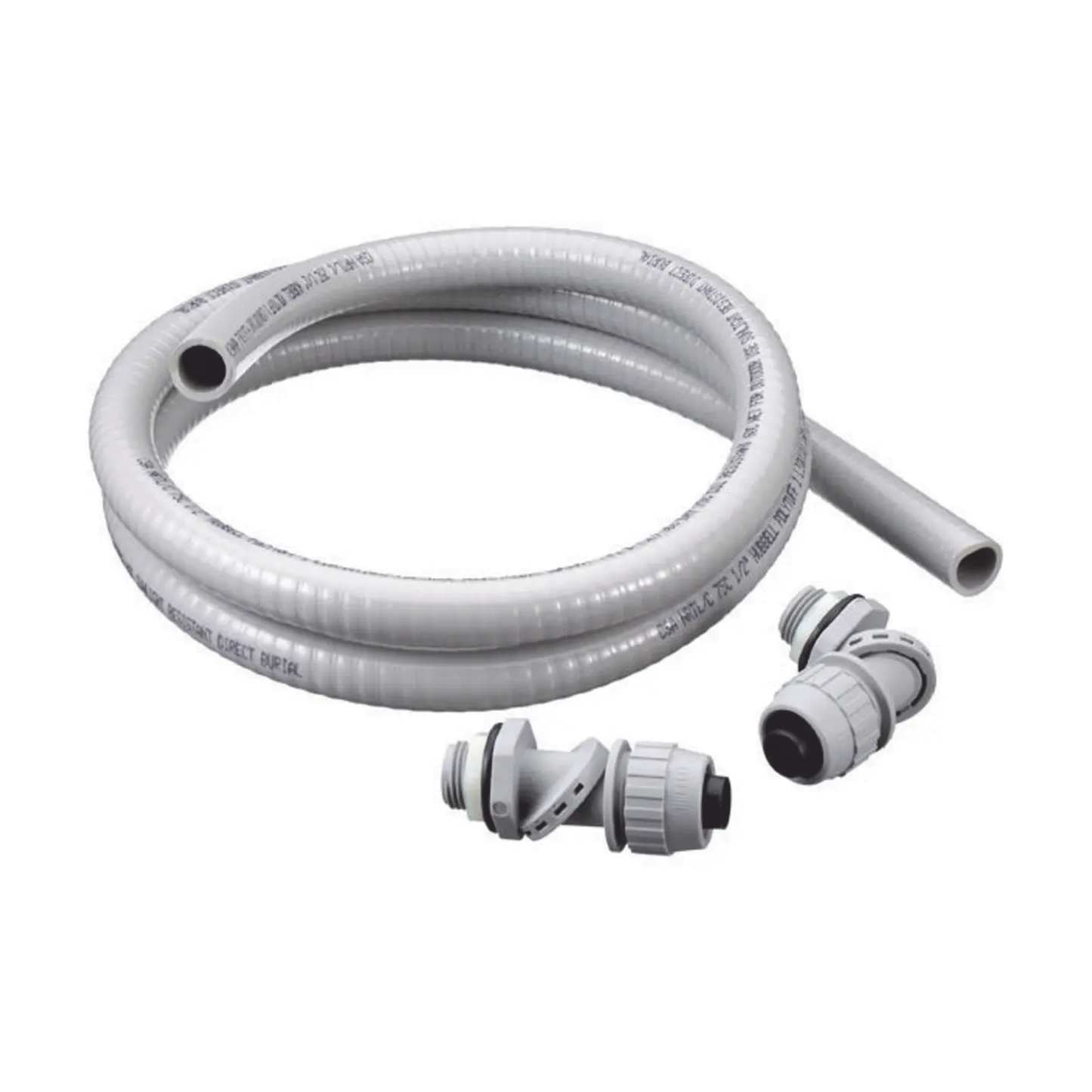Kit de 6 pies de Tubería Liquidtight PolyTuff y 2 Conectores Rectos de 1/2".