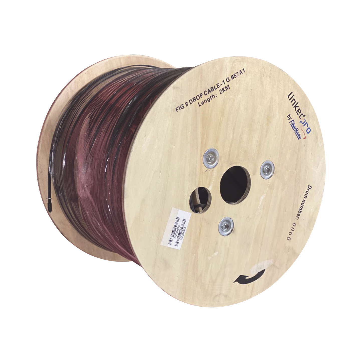 Carrete de 2 Kilómetros (6561.68 Pies) de Fibra Óptica Aérea Mini Figura 8 G.657A1 Tipo Drop, Monomodo de 1 Hilo (Unifibra), Color Negro, Span 80