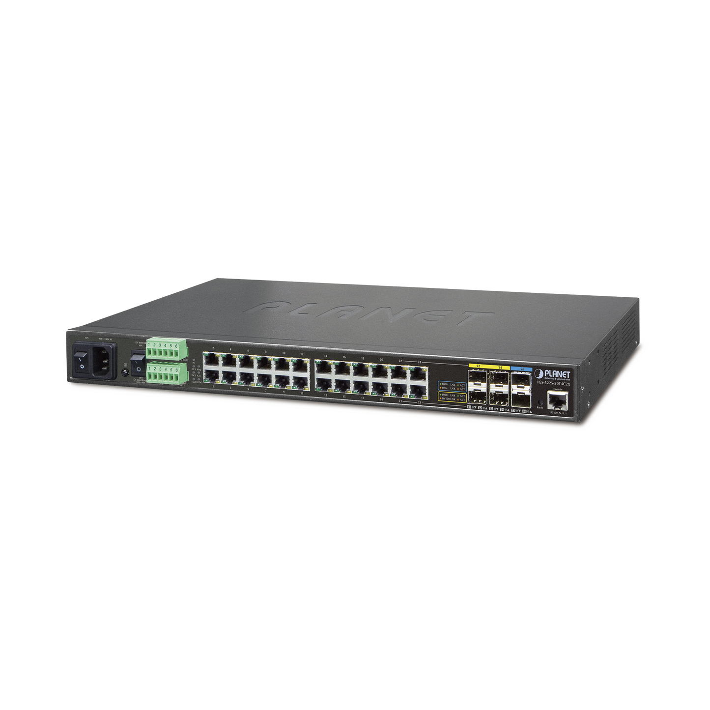 Switch Industrial Administrable Capa 2, 24 Puertos Gigabit, 4 Puertos Combo Gigabit SFP, 2 SFP+ 10G, Soporta Temperaturas de -40 a 75ºC