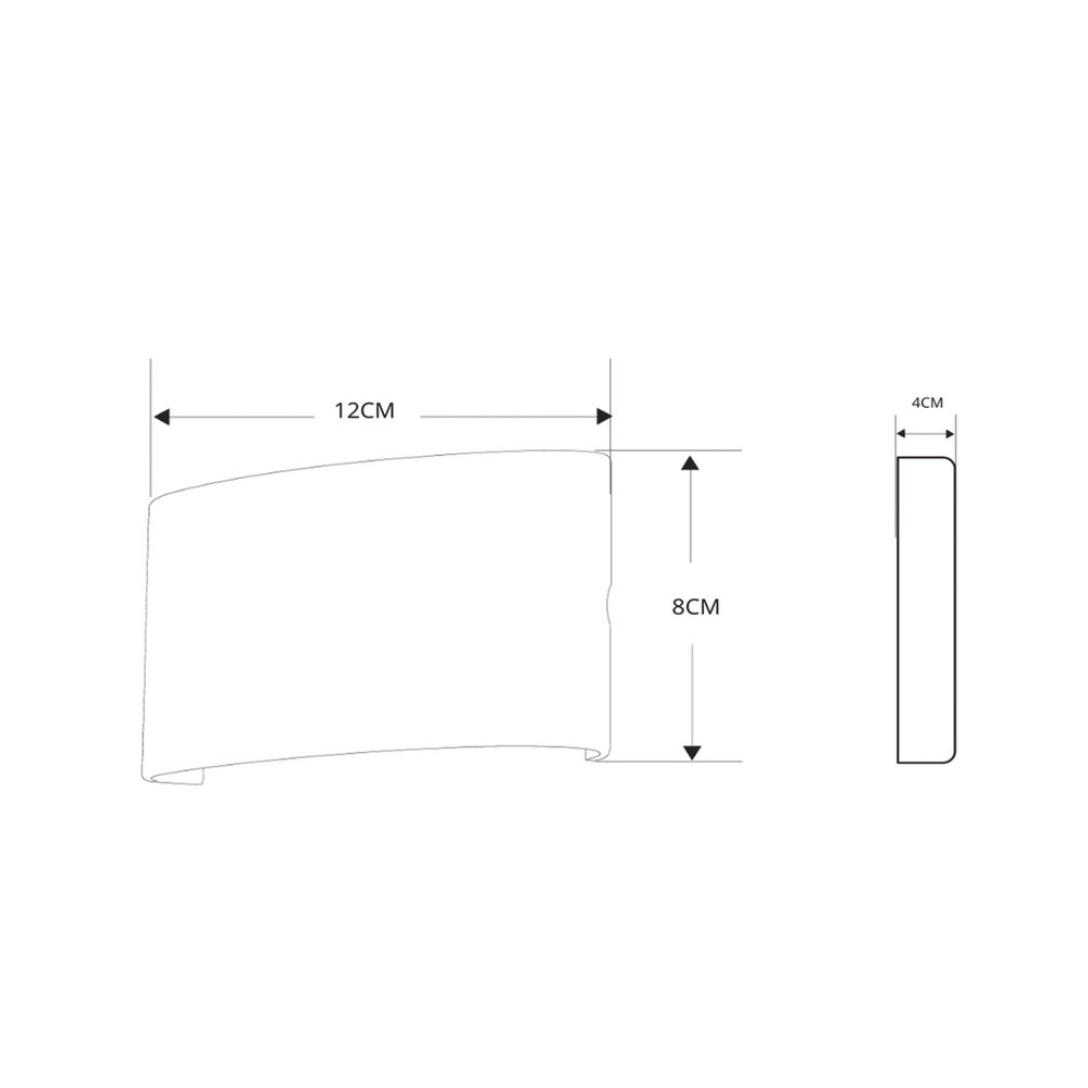 Lámpara Arbotante 4 W 220 lm / Dimensiones 120 x 80 x 40 mm / 85 - 265 Vca~ 50/60Hz / Luz Cálida 2 700 K / Uso en exterior IP 54.