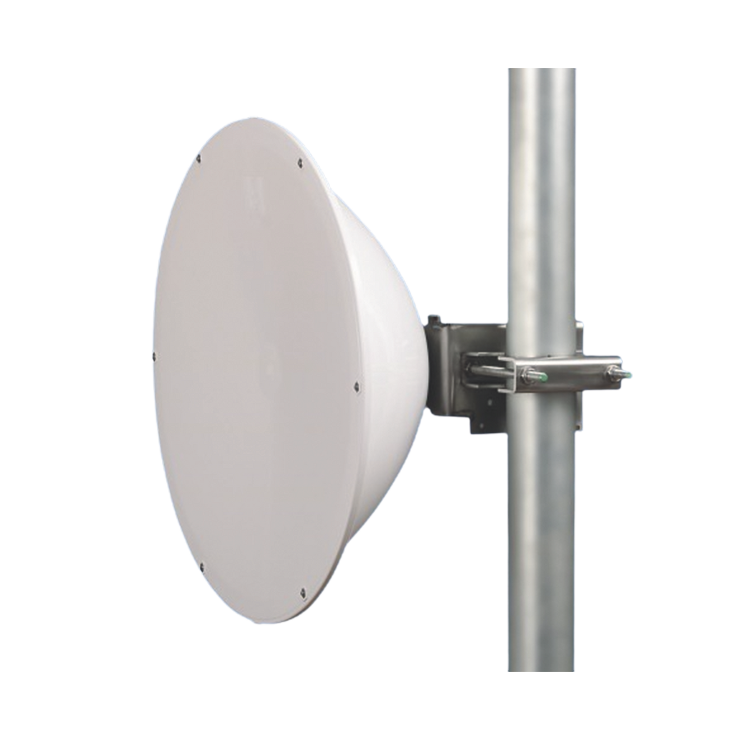 Antena direccional de Alto Rendimiento/ Parábola profunda para mayor aislamiento al ruido / 24.5 dBi / (4.9 - 6.4 GHz) / Conectores N-Hembra / Fácil Montaje y Soporte de acero inoxidable / Radomo Incluido