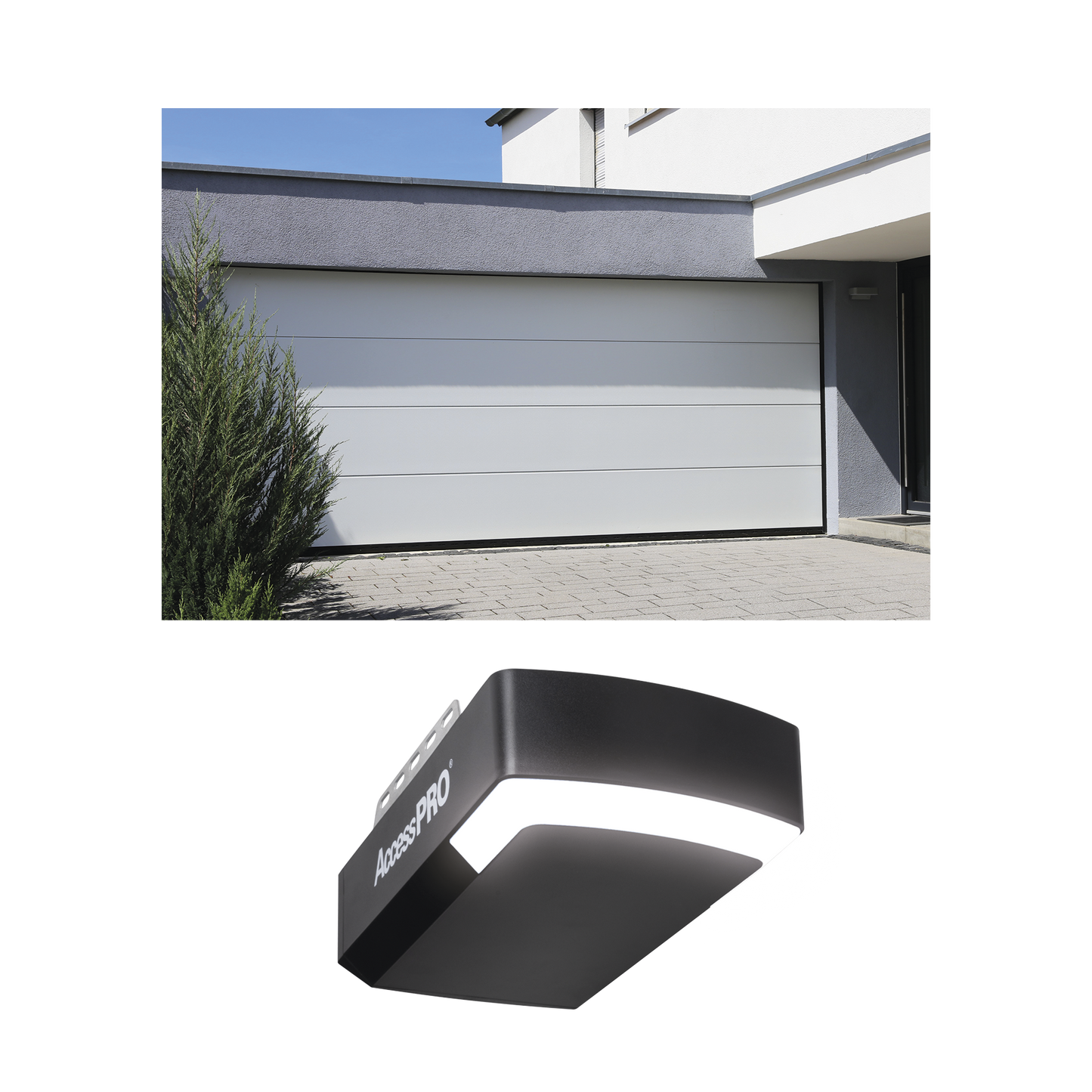 KIT COMPLETO Puerta D/ Garage 16x7 Pies / Lisa Linea Central / Color blanco / Insulada / Incluye Motor FS1000APP / 1/2HP / Fuerte/Silencioso/Luz LED/Motor DC .