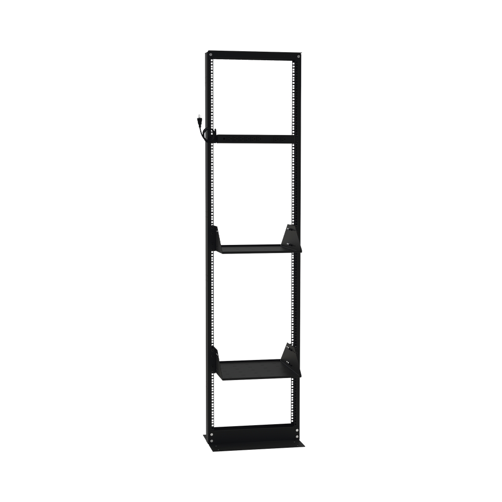 Kit de Rack Estándar 19", 45 UR con 2 Charolas y PDU (8 tomas). Ideal para UPS y Servidores tipo Torre.