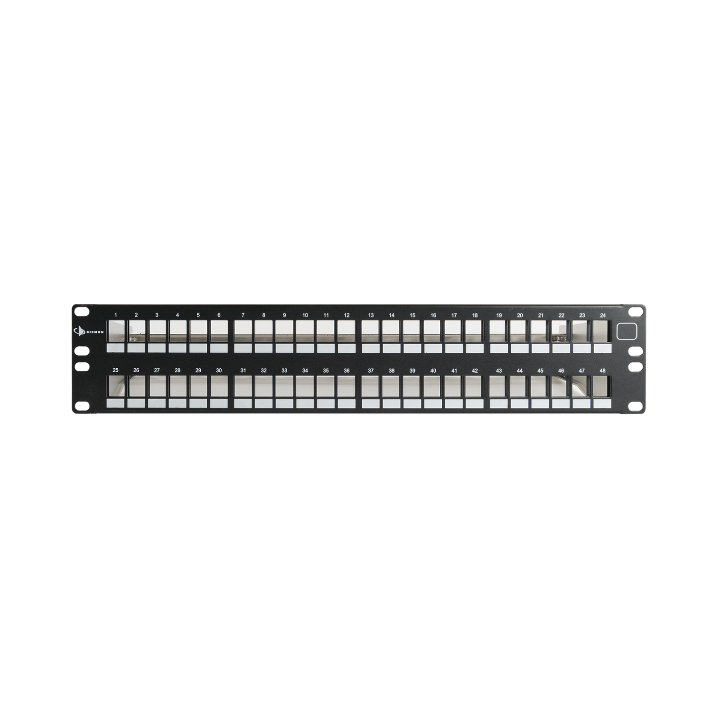 Patch Panel UTP Keystone de 48 Puertos Modular (Vacío), Plano, 2UR, Compatible con Jacks Keystone UTP Z-MAX y MAX