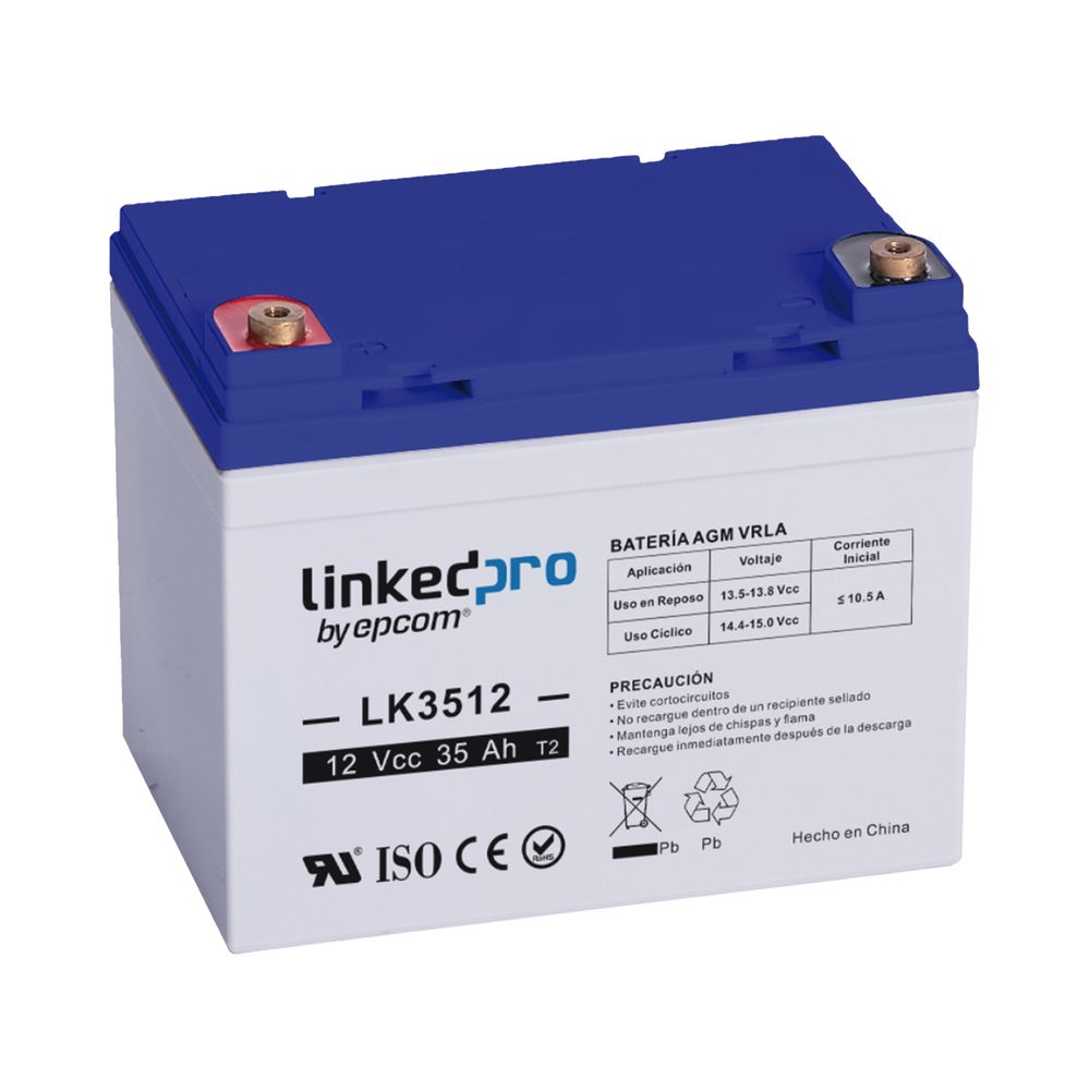 Batería de respaldo 12 V | 35 Ah | AGM | Especial para Seguridad Electrónica | UPS | Vida útil 5 años | Terminales T1