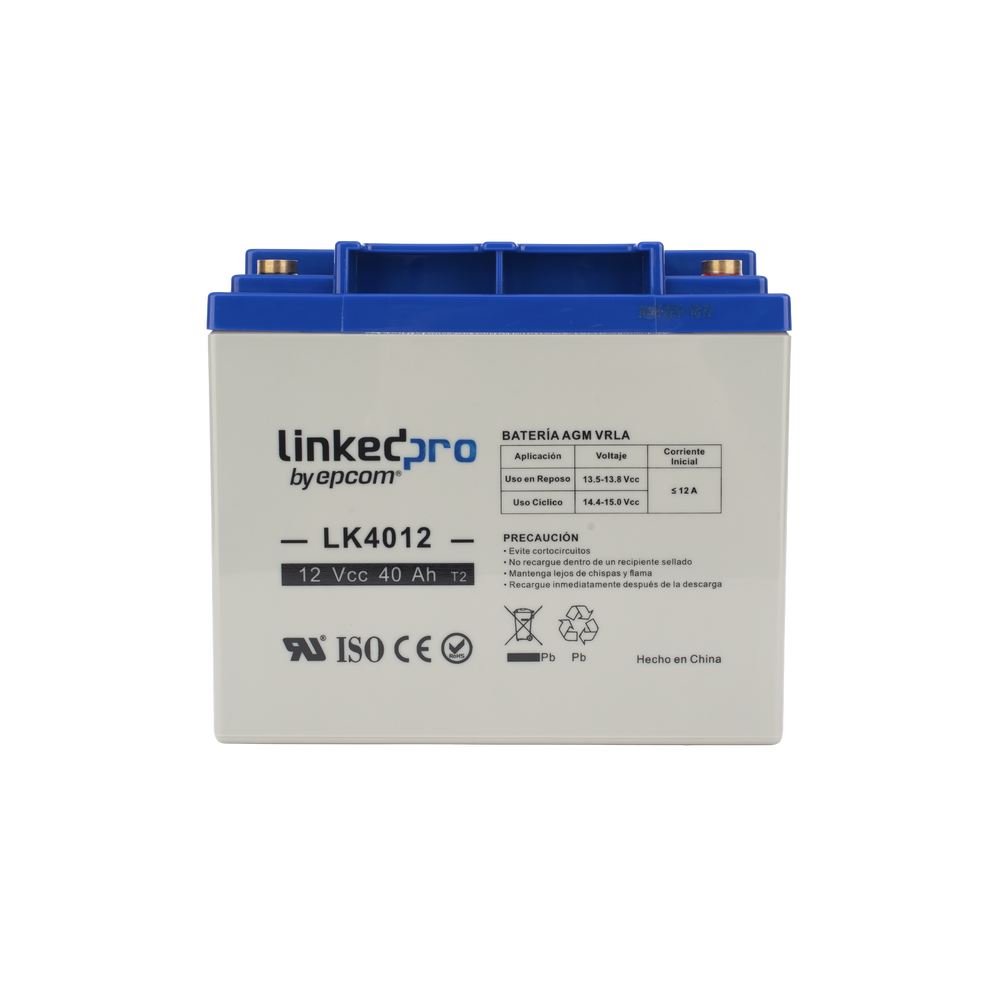 Batería de respaldo 12 V | 40 Ah | AGM | Especial para Seguridad Electrónica | UPS | Sistemas de Emergencia | Certificada UL | Vida útil 5 años | Terminales T2