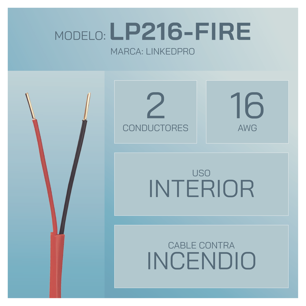 Alambre de Alarma contra Incendios - Bobina de 305 Metros (1000 Pies): 2 x 16 AWG, Rojo, Tipo FPLR, (UL) FT4, Ideal para Sistemas de Detección y Evacuación de Incendios