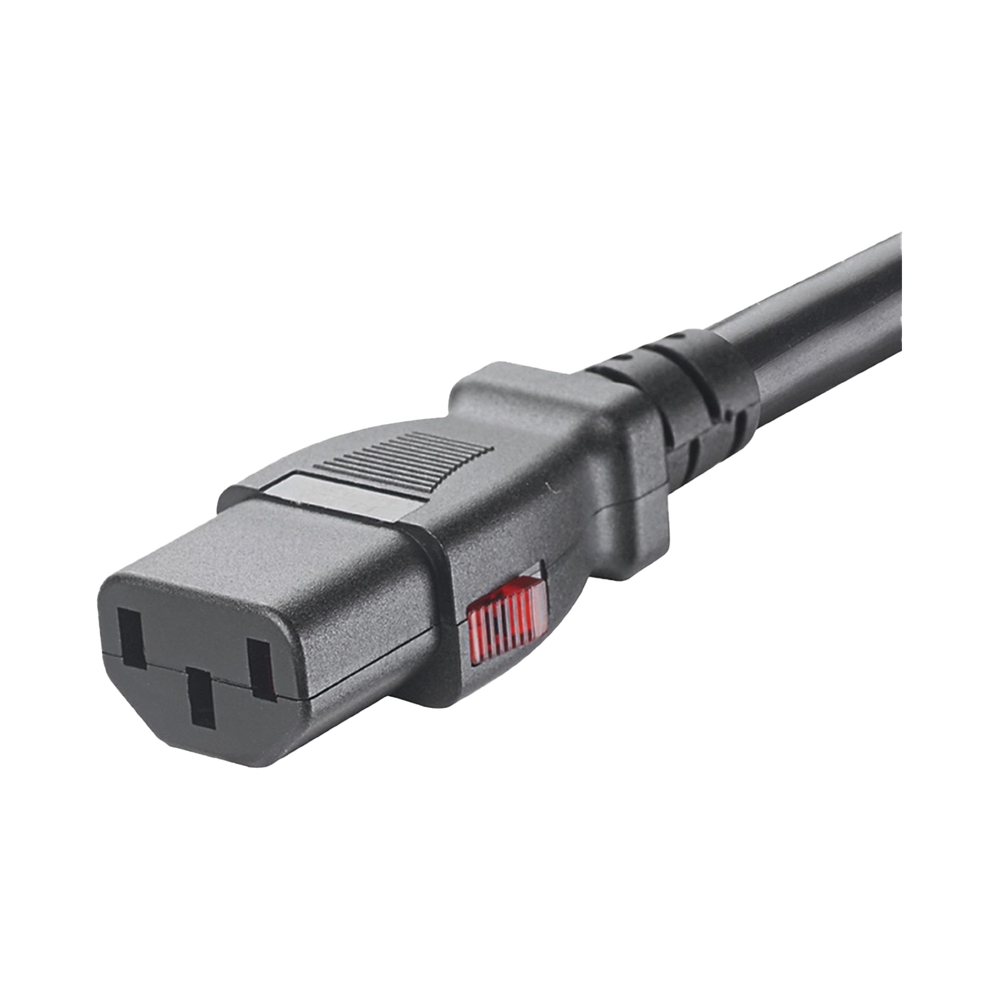 Cable de Alimentación Eléctrica Con Bloqueo de Seguridad, de IEC C14 a IEC C13, 1.2 Metros de Largo, Color Negro, Paquete de 10 Piezas
