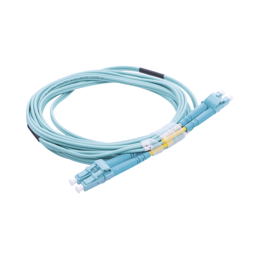 Jumper de Fibra Óptica Multimodo OM3 50/125 LC-LC OFNR (Riser), 2.0 mm, Dúplex, Aqua, 3 Metros (9.84 Pies)