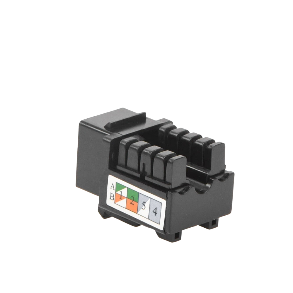 Módulo Jack Keystone Cat5e con Terminación 110 (Punchdown) para Faceplate - Color Negro