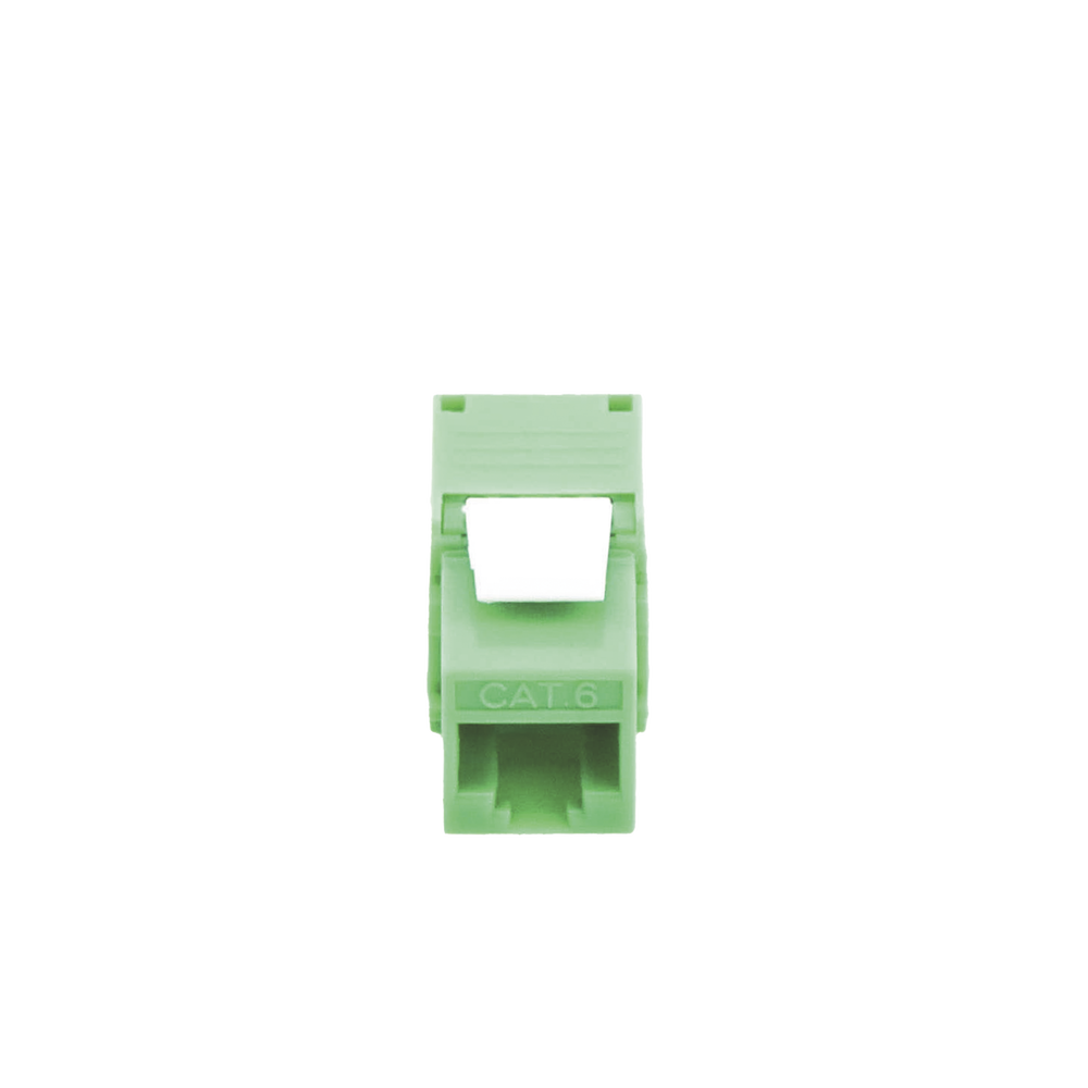 Módulo Jack Keystone Cat6 (Toolless), con Terminación en Ángulo 180 - Color Verde, Compatible con Faceplate y Patchpanel Linkedpro