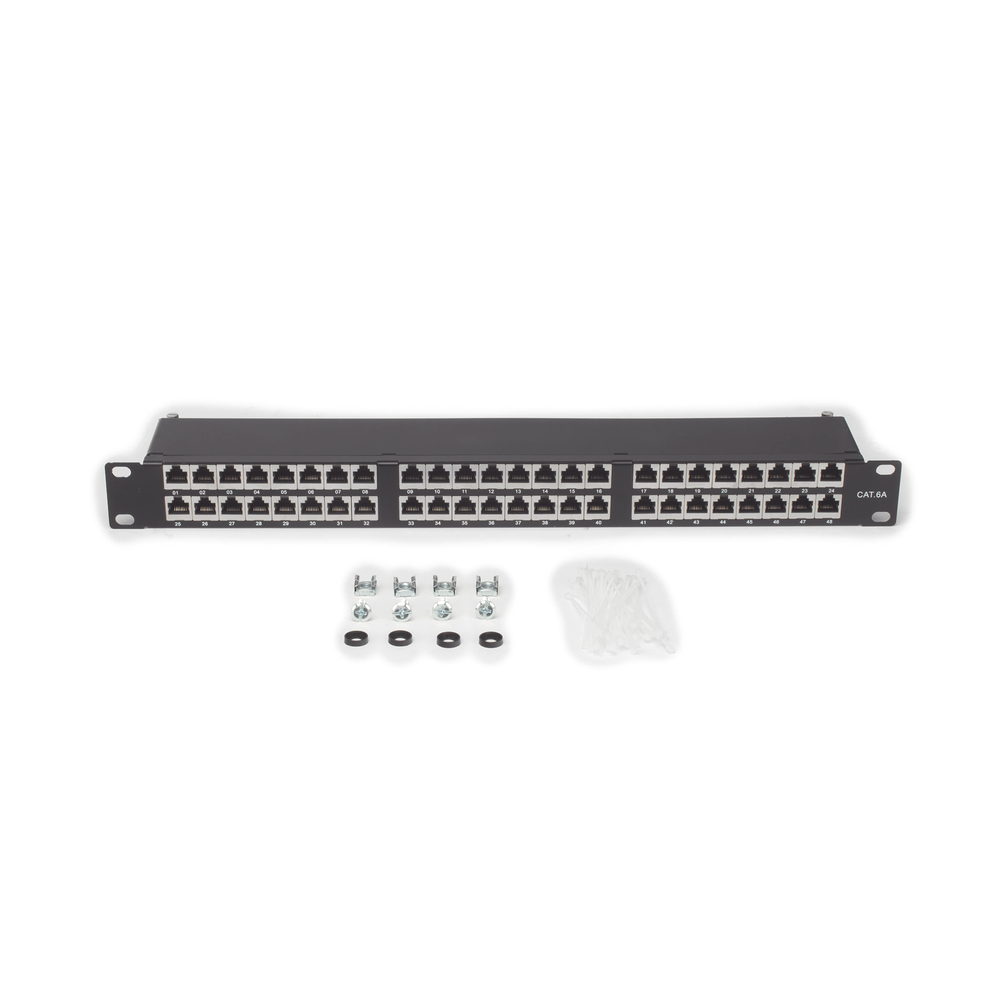 Panel de Parcheo de Impacto (110) Blindado de 48 Puertos Cat6A