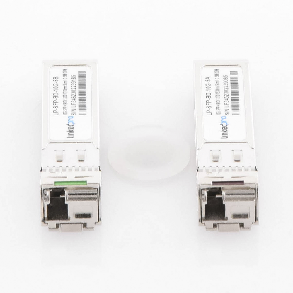 Transceptores Ópticos Bidireccionales SFP+ (Mini-Gbic) / Monomodo 1270 & 1330 nm / 10 Gbps / 10GBASE-BX / Conector LC/UPC Simplex / DDM / Hasta 5 km / 2 Piezas