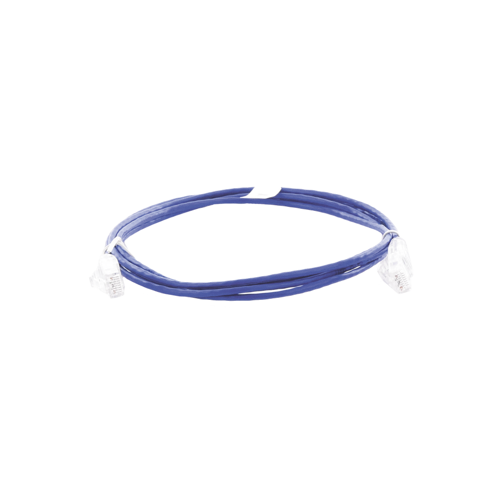 Cable de Parcheo Slim UTP Cat6 - 2 Metros (6.56 Pies) Azul Diámetro Reducido (28 AWG)