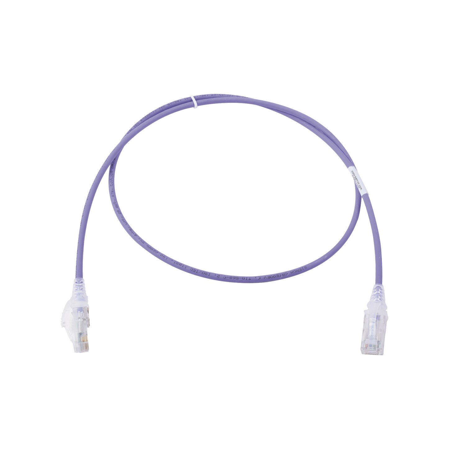 Patch Cord MC6 Modular Cat6 UTP, CM/LS0H, 0.91 Metros (3 Pies), Color Violeta, Diámetro Reducido (28AWG), Versión Bulk (Sin Empaque Individual)