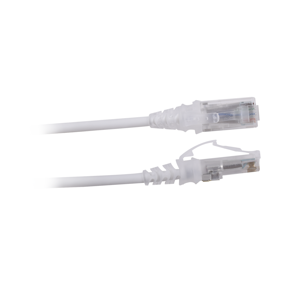 Patch Cord MC6 Modular Cat6 UTP, CM/LS0H, 2.13 Metros (7 Pies), Color Blanco, Diámetro Reducido (28AWG)