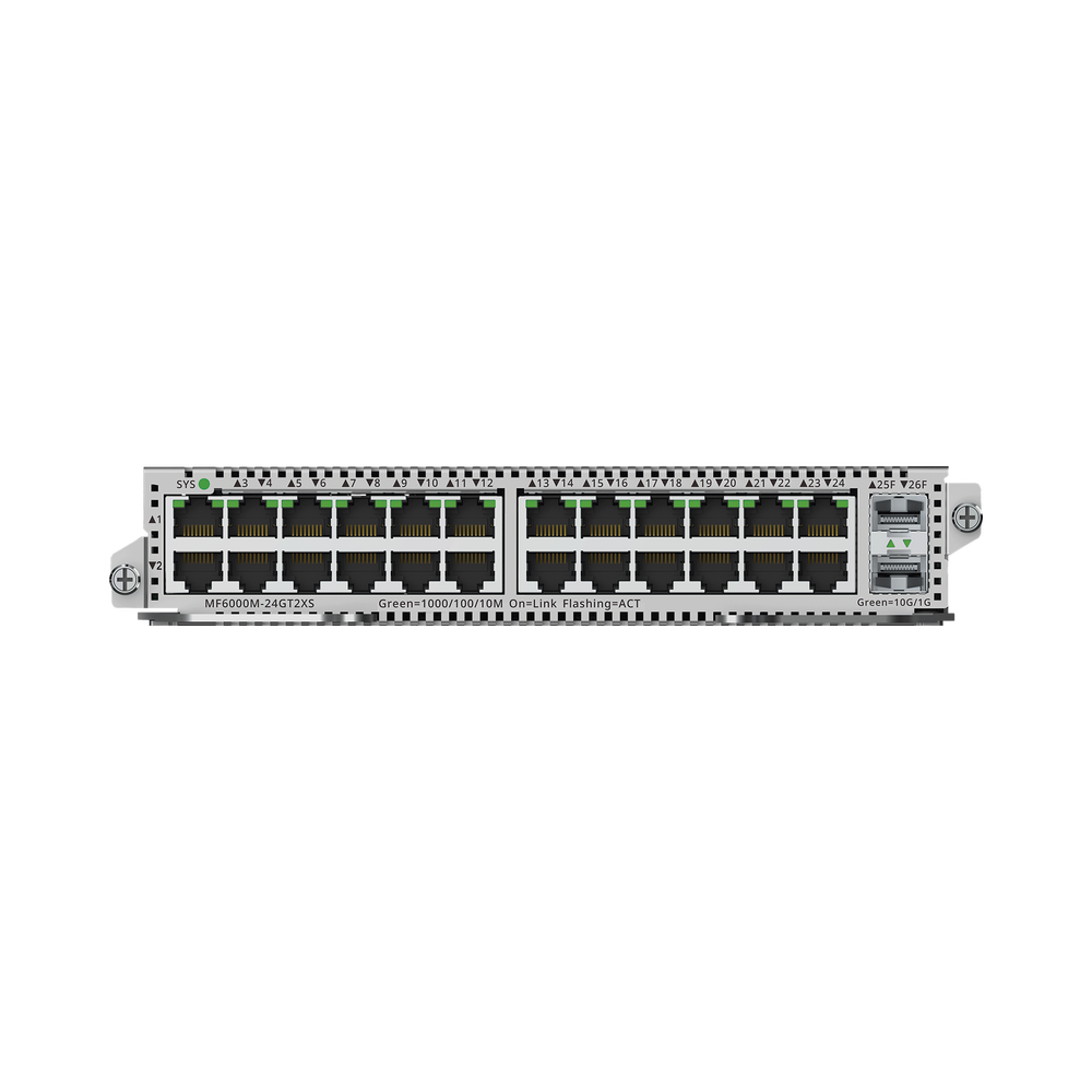 e-Lighten Tarjeta Modular para OLT modelo RG-NBF6002M, 24 puertos Ethernet de 1G, 2 puertos SFP+ de 10G