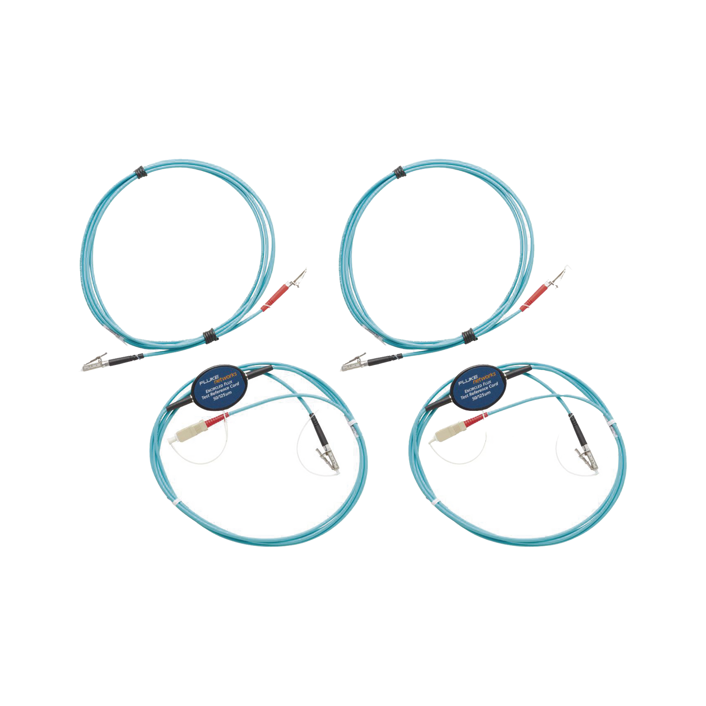 Kit de Cables de Referencia de Comprobación Multimodo CertiFiber Pro, Para Fibras con Conectores LC de 50µm (2 SC/LC Metálico, 2 LC/LC Metálico), de 2 Metros (6.56 Pies)