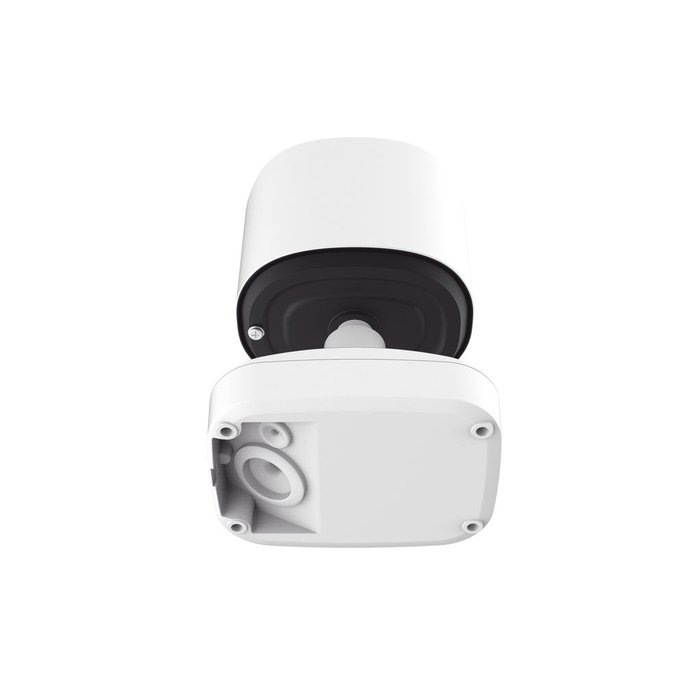 Cámara Bullet de Red Mini Panorámica 180° AI / 4K / Super WDR 120dB / Micrófono Integrado / IP67-IK10 / Soporte PoE / Almacenamiento 1TB / Analítica IA VCA 8 Modos