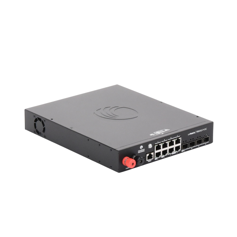 Switch cnMatrix WISP TX1012-DC-P de 8 puertos PoE y 4 SFP+, 170 W PoE Budget, Capa 2, gestión gratuita desde la nube, para corriente directa